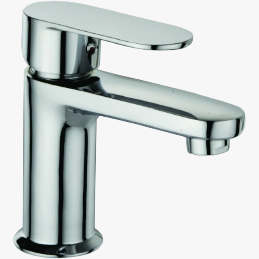 Single-lever basin mixer tap for modern bathroom sinks.
